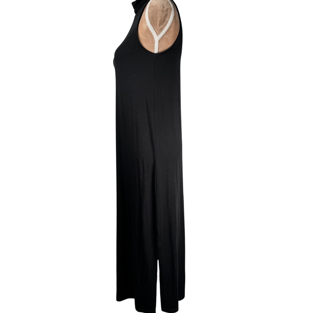 Garnet Hill Sleeveless Maxi Dress Mock Neck Black Minimalist Stretch Sz XS - Picture 7 of 14